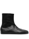 Maison Margiela Black Tabi Leather Ankle Boots In Black