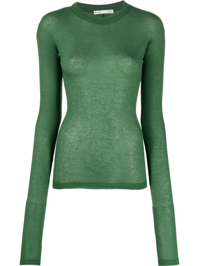 Bite Studios Knitted Long Sleeve Top In Grün