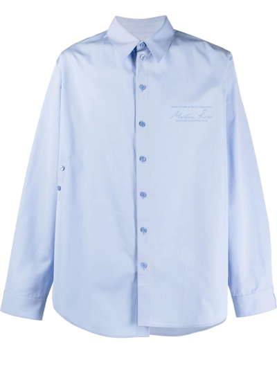 Martine Rose Light Blue Shirt With Asymmetric Hem