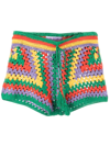 Mc2 Saint Barth Crochet-style Drawstring Shorts In Grün