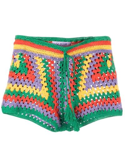 Mc2 Saint Barth Crochet-style Drawstring Shorts In Green