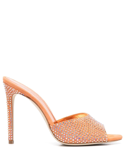 Paris Texas Holly Crystal-embellished Mules In Orange