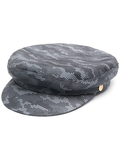 Manokhi Printed Baker Boy Hat In Grau