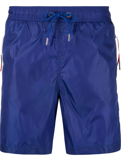 Moncler Logo-patch Swim Shorts In Blue