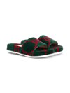 Gucci Gg Terry Cloth Slides In Green