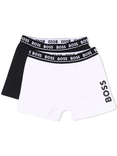 Bosswear Kids' Logo-waistband Boxers (set Of 2) In White