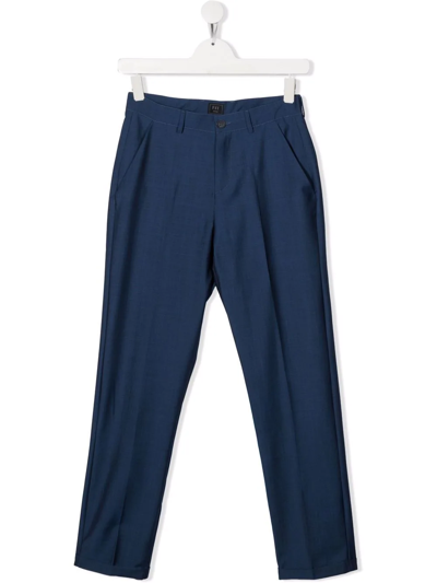 Fay Teen Tailored Wool Trousers In Blue