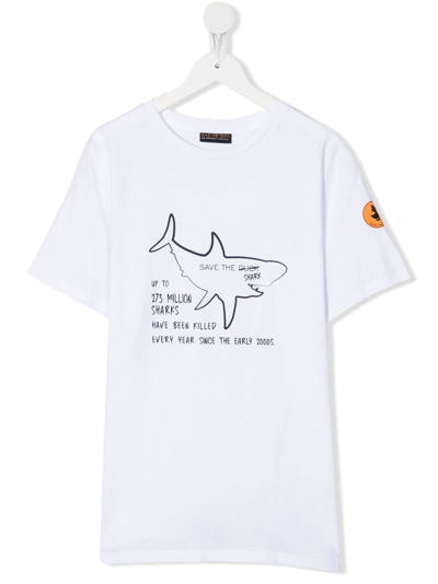 Save The Duck Kids' Slogan-print Cotton T-shirt In White