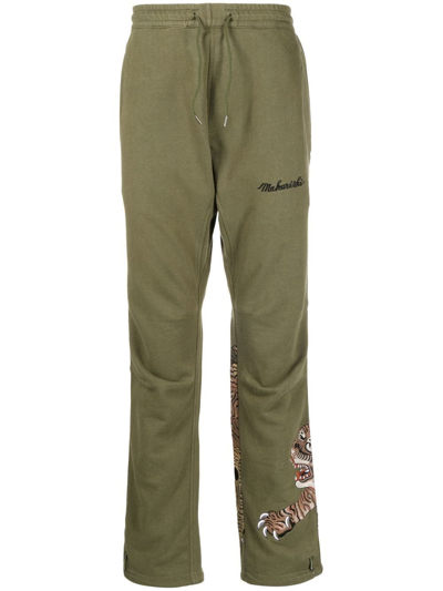 Maharishi Tiger-motif Track Trousers In Green