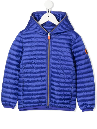 Save The Duck Kids' Logo Patch Padded Jacket In Blue