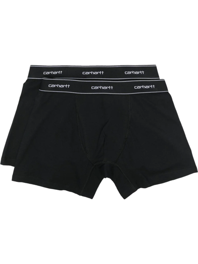 Carhartt Logo裤腰四角裤（两件装） In Black
