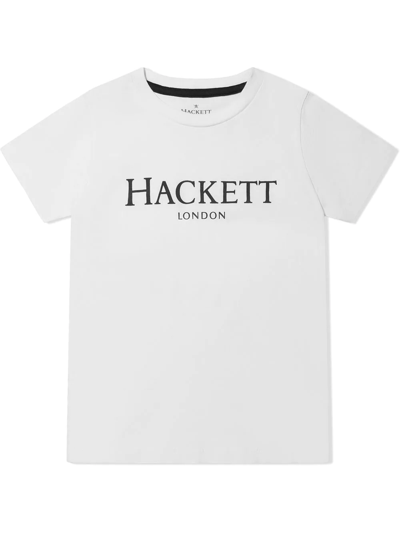 Hackett Kids' Logo Print Short-sleeve T-shirt In White