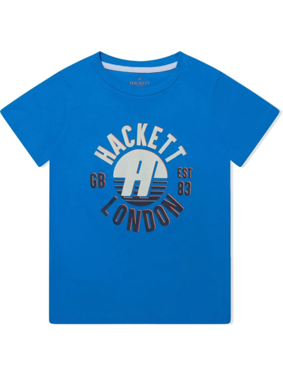 Hackett Kids' Logo Print Short-sleeve T-shirt In Blue