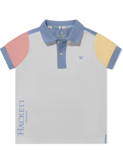 Hackett Kids' Colour-block Short-sleeve Polo Shirt In White