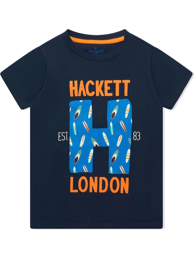 Hackett Kids' H Print Short-sleeve T-shirt In Blue