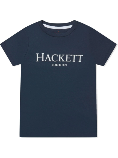 Hackett Kids' Logo Print Short-sleeve T-shirt In Blue
