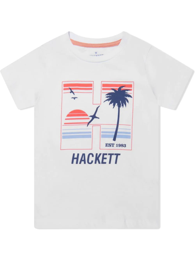 Hackett Teen Graphic Print T-shirt In White