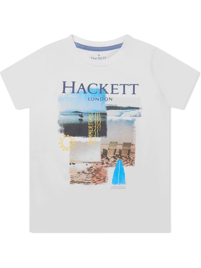Hackett Teen Collage Print T-shirt In White