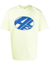 Ader Error Lime Green T-shirt With Printed Distort Logo In Yellow