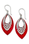 Samuel B. Sterling Silver Coral Drop Earrings In Red