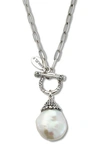 Samuel B. Sterling Silver & 18k Gold 20mm Baroque Pearl Toggle Pendant Necklace In White