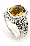 Samuel B. 18k Gold & Sterling Silver Emerald Citrine Ring In Yellow