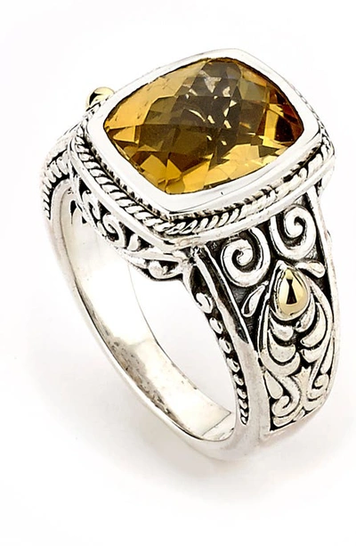 Samuel B. 18k Gold & Sterling Silver Emerald Citrine Ring In Yellow