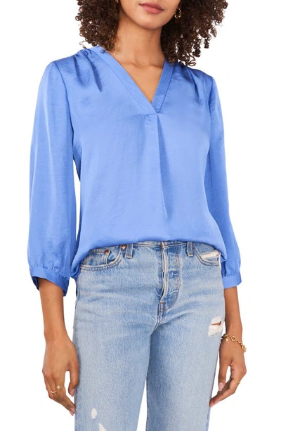 Vince Camuto Rumple Fabric Blouse In Blue Jay
