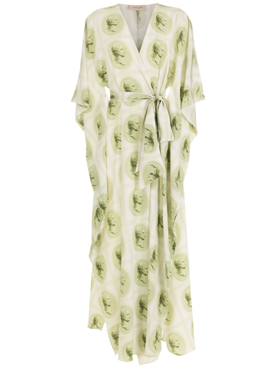 Adriana Degreas Tie-fastening Printed Beach Dress In Green