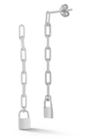 Glaze Jewelry Chain Lock Linear Earrings In Silver