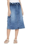 WASH LAB DENIM PAPERBAG DENIM MIDI SKIRT