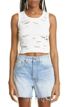 R13 Distressed Knit Cropped Tank Top In Ecru
