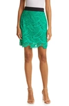 Milly Tropical Palm Lace Mini Skirt In Leaf