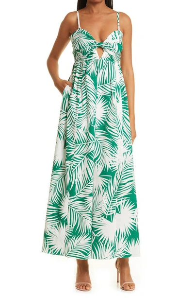 Milly Noah Palm Print Poplin Dress In Leaf Multi