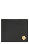 Versace First Line Biggie Medusa Coin Bifold Wallet In Black/ Gold
