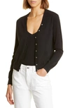 Nordstrom Signature V-neck Cashmere & Cotton Cardigan In Black