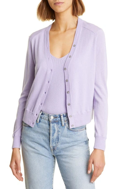 Nordstrom Signature V-neck Cashmere & Cotton Cardigan In Purple Betta