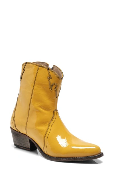 Free People New Frontier Western Bootie In Yellow Patent