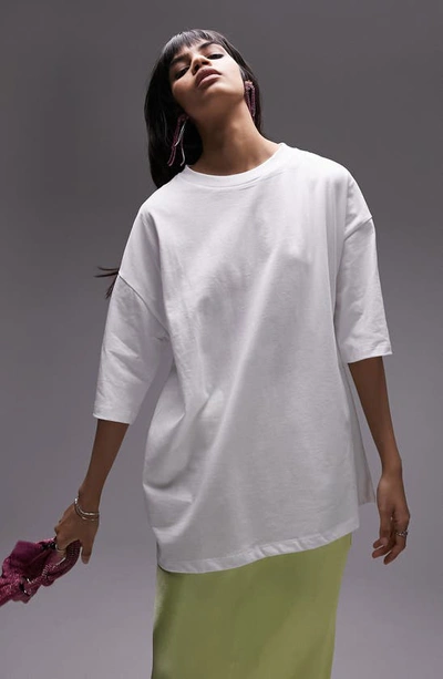 Topshop Oversize Cotton T-shirt In White