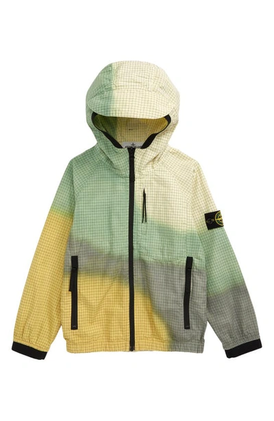 Stone Island Kids' Little Boy's & Boy's Gradient Grid-print Hooded Jacket In Yellow