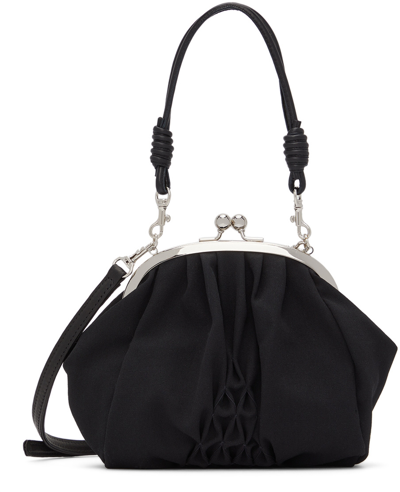 Y's Black Smocked Clasp Pochette Bag In 1 Black