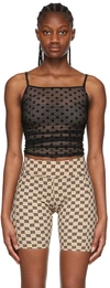 Misbhv Mesh Monogram Draped Top In Black
