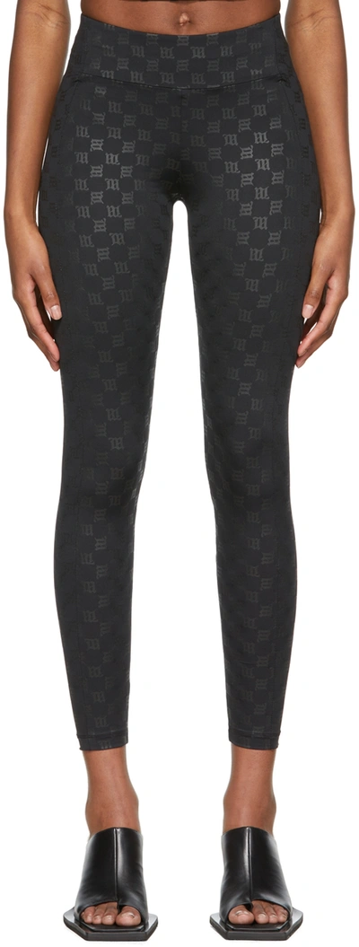 Misbhv Monogram-print High-waisted Leggings In Black