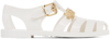 Moschino Logo Embossed Jelly Flat Sandals In White
