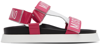 Moschino White & Pink Logo Sandals In 60a Black/pink