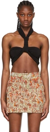 Ambush Twist Halterneck Ruched Cropped Top In Black