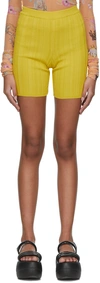 Marco Rambaldi Viscose Blend Rib Knit Mini Shorts In 02 Yellow