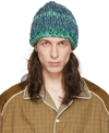Nicholas Daley Blue & Green Hand-knit Beanie In Blue/marine/green/si