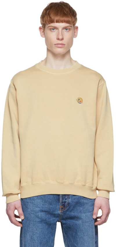 Nudie Jeans Yellow Lasse Sweatshirt In Faded Sun