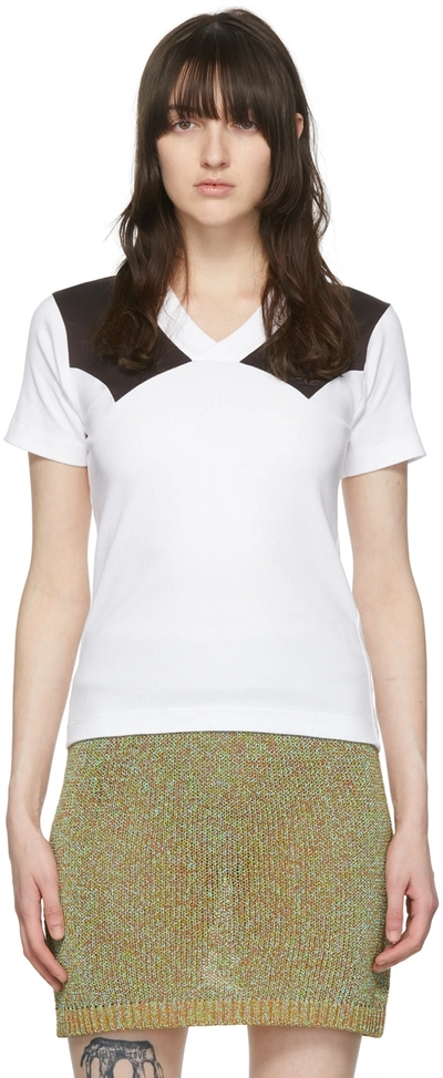 Maiden Name Ssense Exclusive White Fiona T-shirt In Chocolate/white